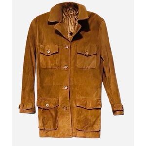 Virginia Slims Vintage 70s Rust Suede Jacket Pigskin Button-Up Size L